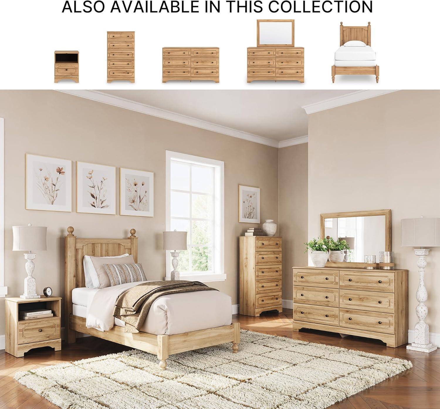 imageSignature Design by Ashley Bestmere Traditional 6Drawer Dresser with Oak Finish Light Brown