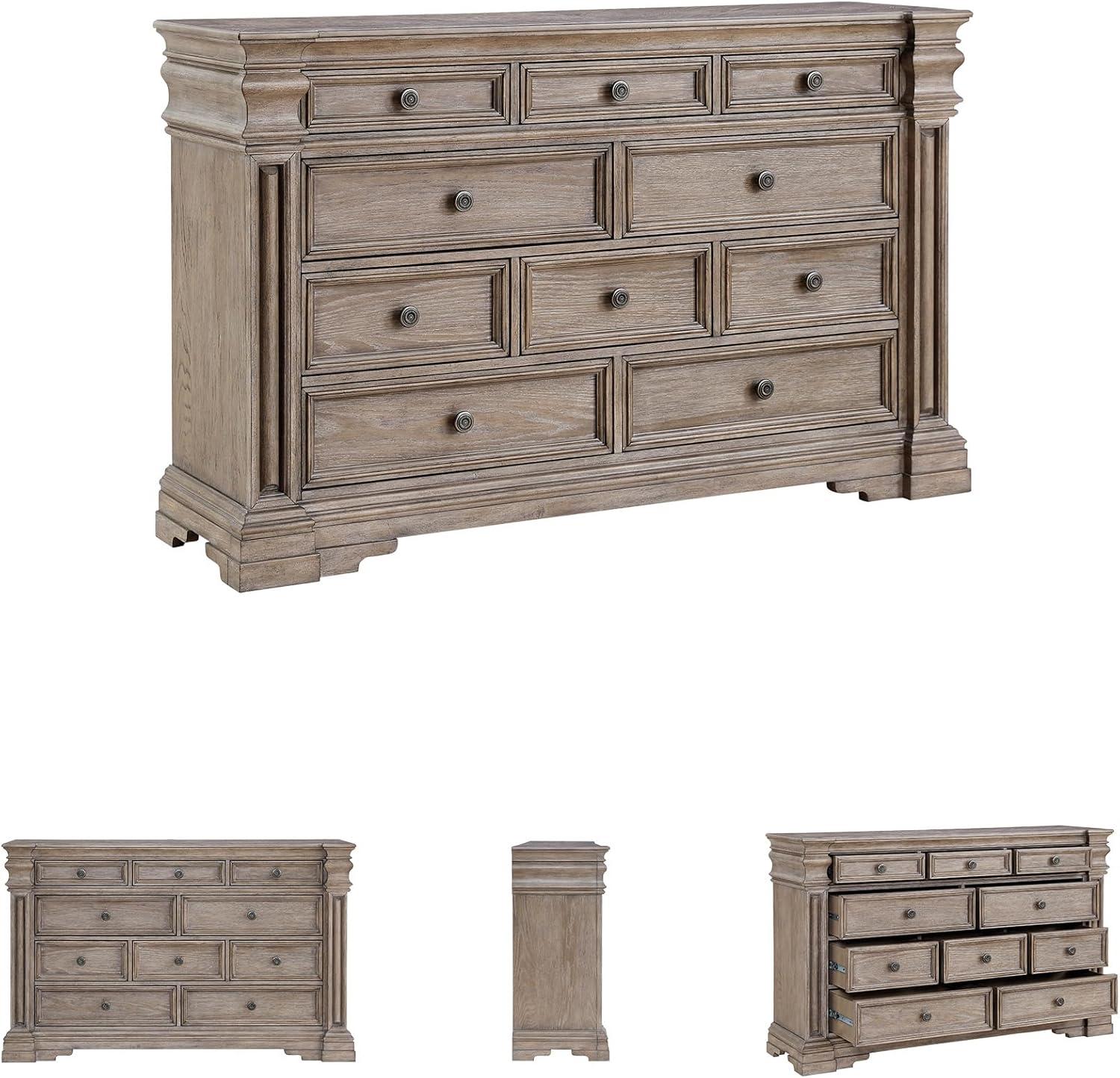 imageSignature Design by Ashley Blairhurst Traditional 10Drawer Dresser with FeltLined Top Drawer and Safety Stop Gray amp Light Brown