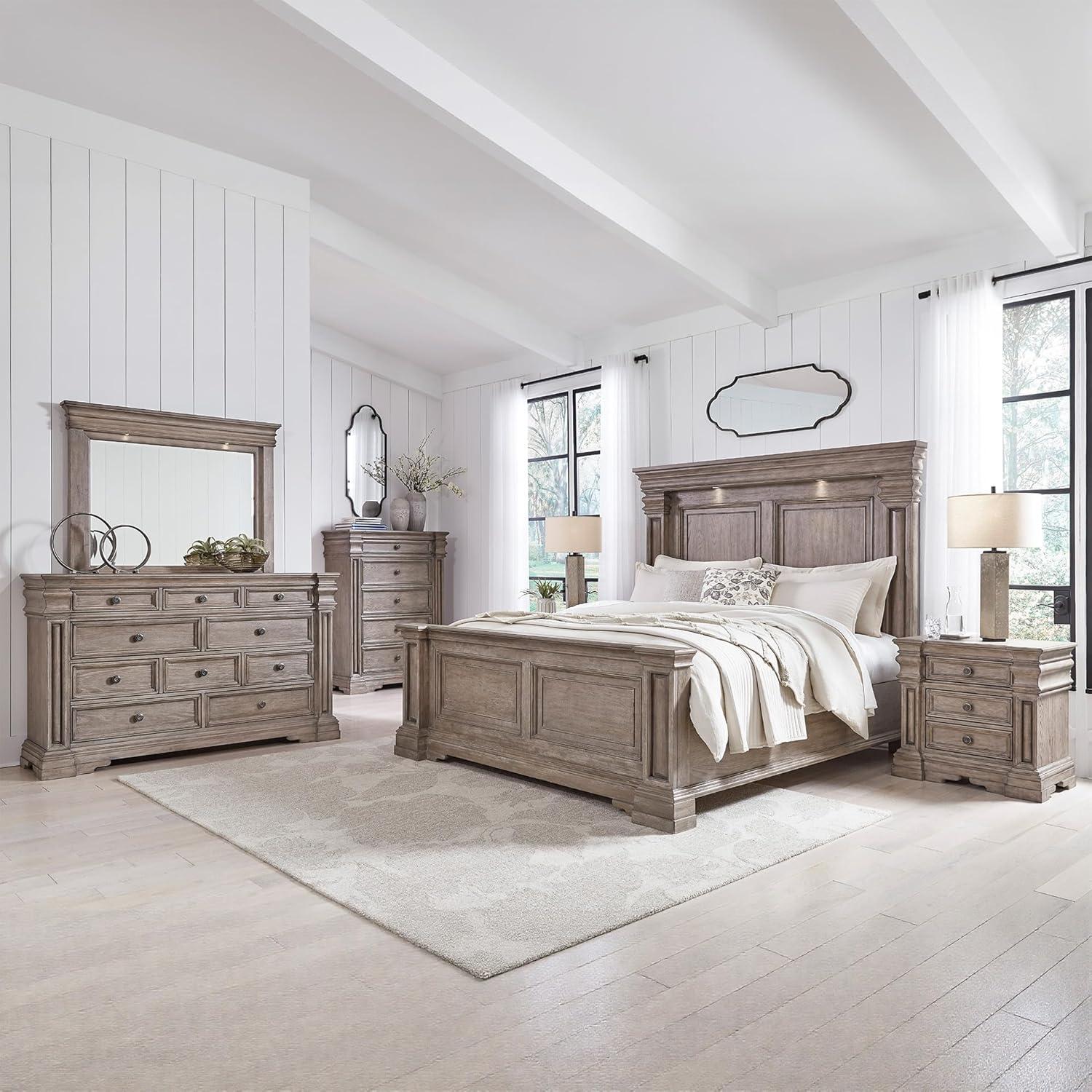 imageSignature Design by Ashley Blairhurst Traditional 10Drawer Dresser with FeltLined Top Drawer and Safety Stop Gray amp Light Brown