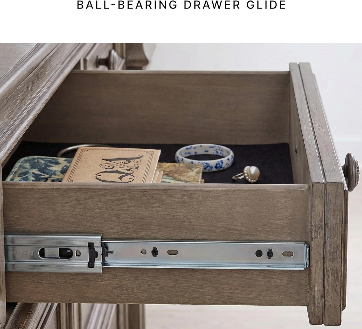 imageSignature Design by Ashley Blairhurst Traditional 10Drawer Dresser with FeltLined Top Drawer and Safety Stop Gray amp Light Brown