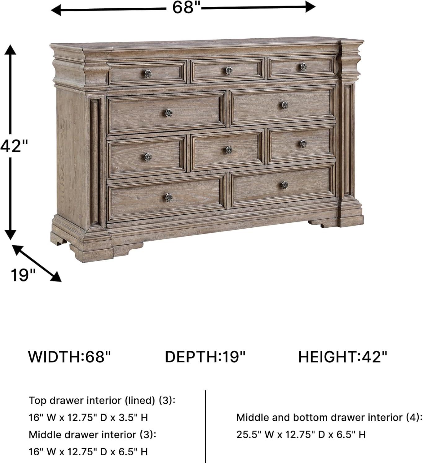 imageSignature Design by Ashley Blairhurst Traditional 10Drawer Dresser with FeltLined Top Drawer and Safety Stop Gray amp Light Brown