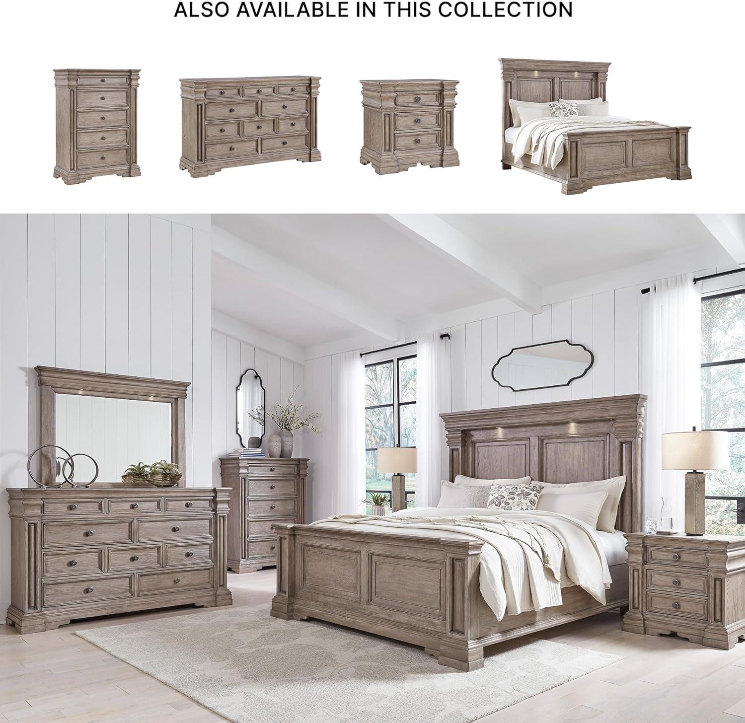imageSignature Design by Ashley Blairhurst Traditional 10Drawer Dresser with FeltLined Top Drawer and Safety Stop Gray amp Light Brown