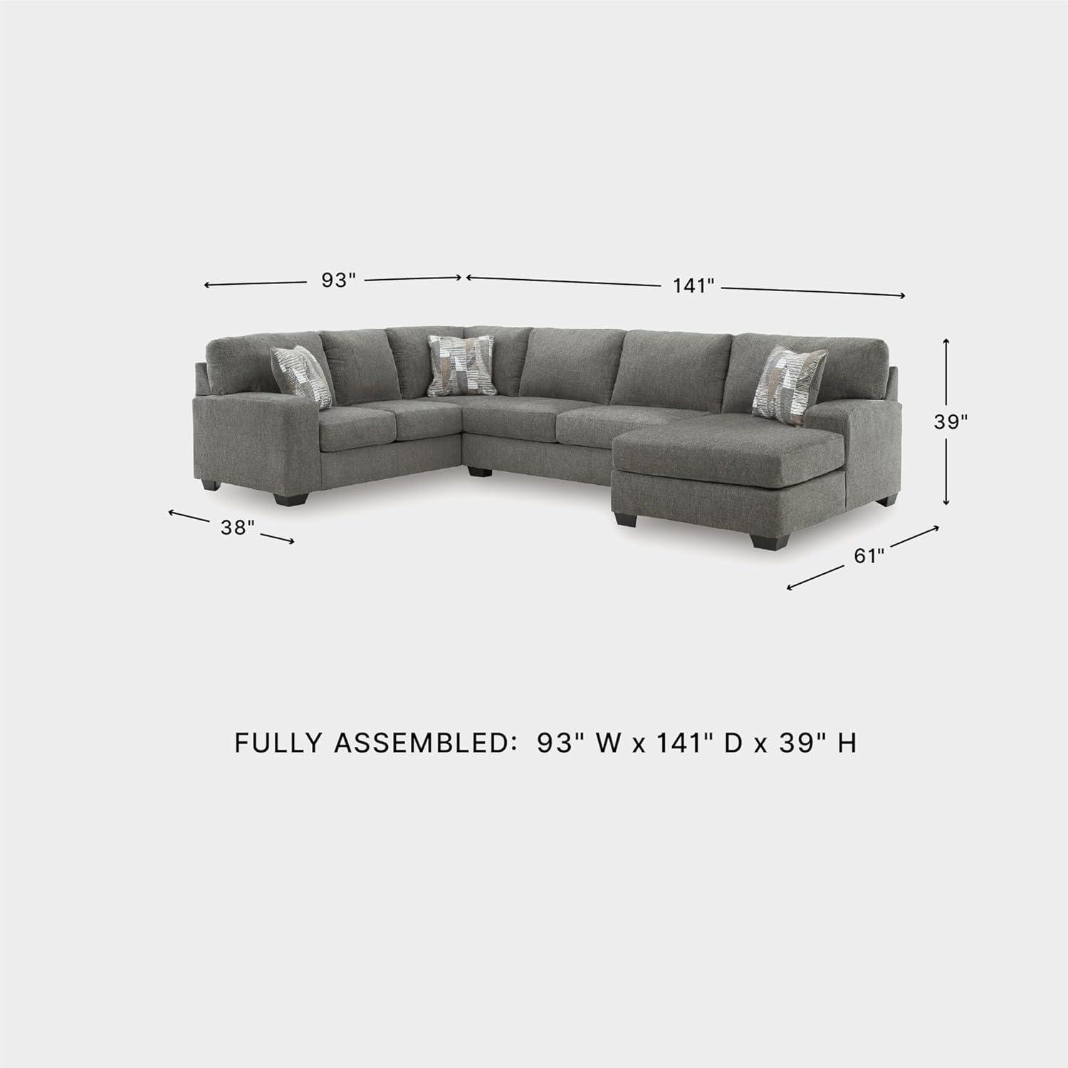 imageSignature Design by Ashley Casual Seyler Lane UShape RightArm Facing 3Piece Sleeper Sectional with Chaise and Removable Cushion Gray3 Piece Sleeper Sectional with Chaise