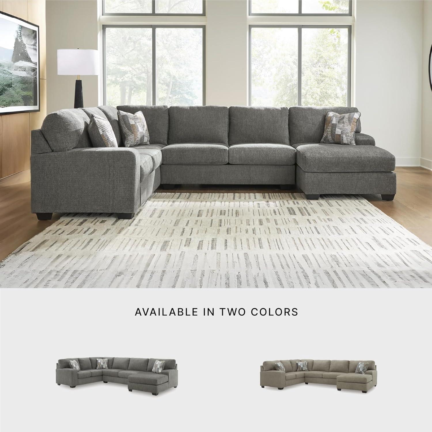 imageSignature Design by Ashley Casual Seyler Lane UShape RightArm Facing 3Piece Sleeper Sectional with Chaise and Removable Cushion Gray3 Piece Sleeper Sectional with Chaise