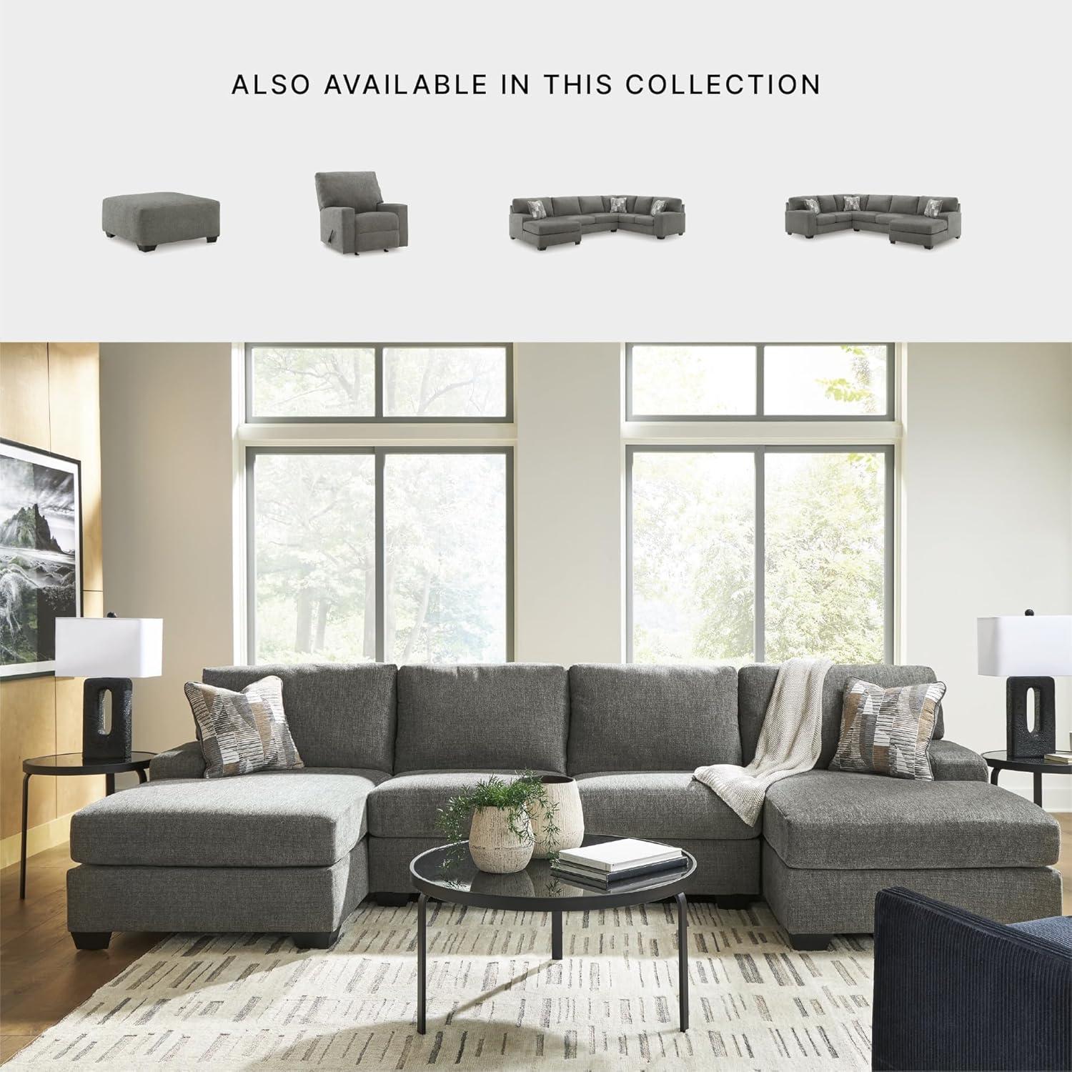 imageSignature Design by Ashley Casual Seyler Lane UShape RightArm Facing 3Piece Sleeper Sectional with Chaise and Removable Cushion Gray3 Piece Sleeper Sectional with Chaise