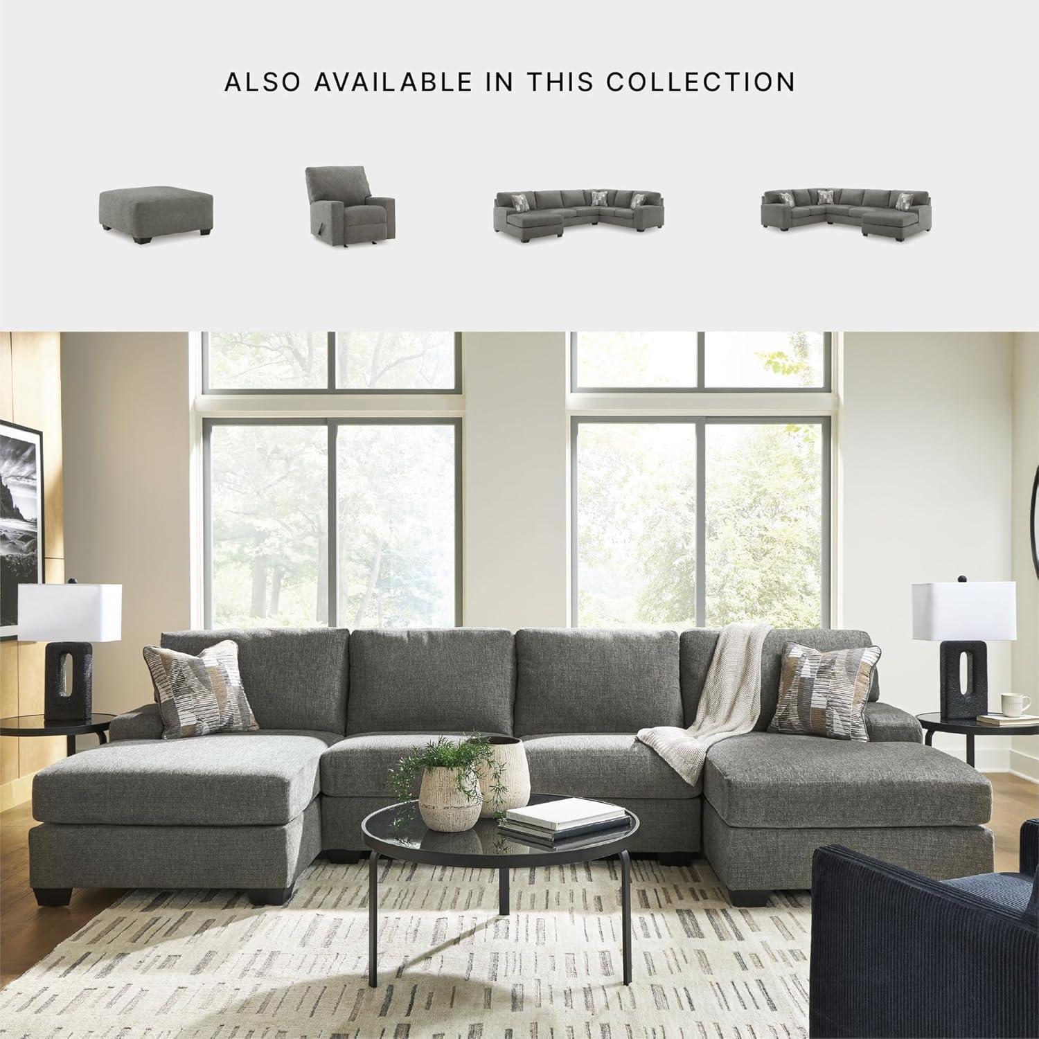 imageSignature Design by Ashley Casual Seyler Lane UShape RightArm Facing 3Piece Sleeper Sectional with Chaise and Removable Cushion Gray3Piece Sleeper Sectional with Double Chaise