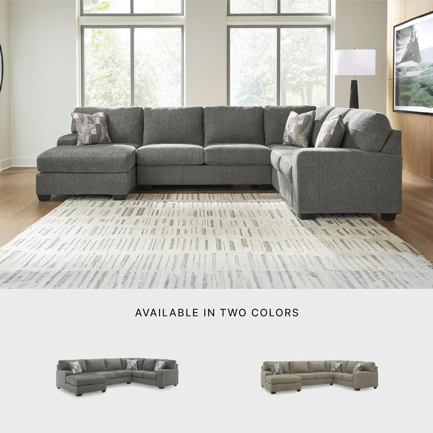 imageSignature Design by Ashley Casual Seyler Lane UShape RightArm Facing 3Piece Sleeper Sectional with Chaise and Removable Cushion Gray3Piece Sleeper Sectional with Chaise