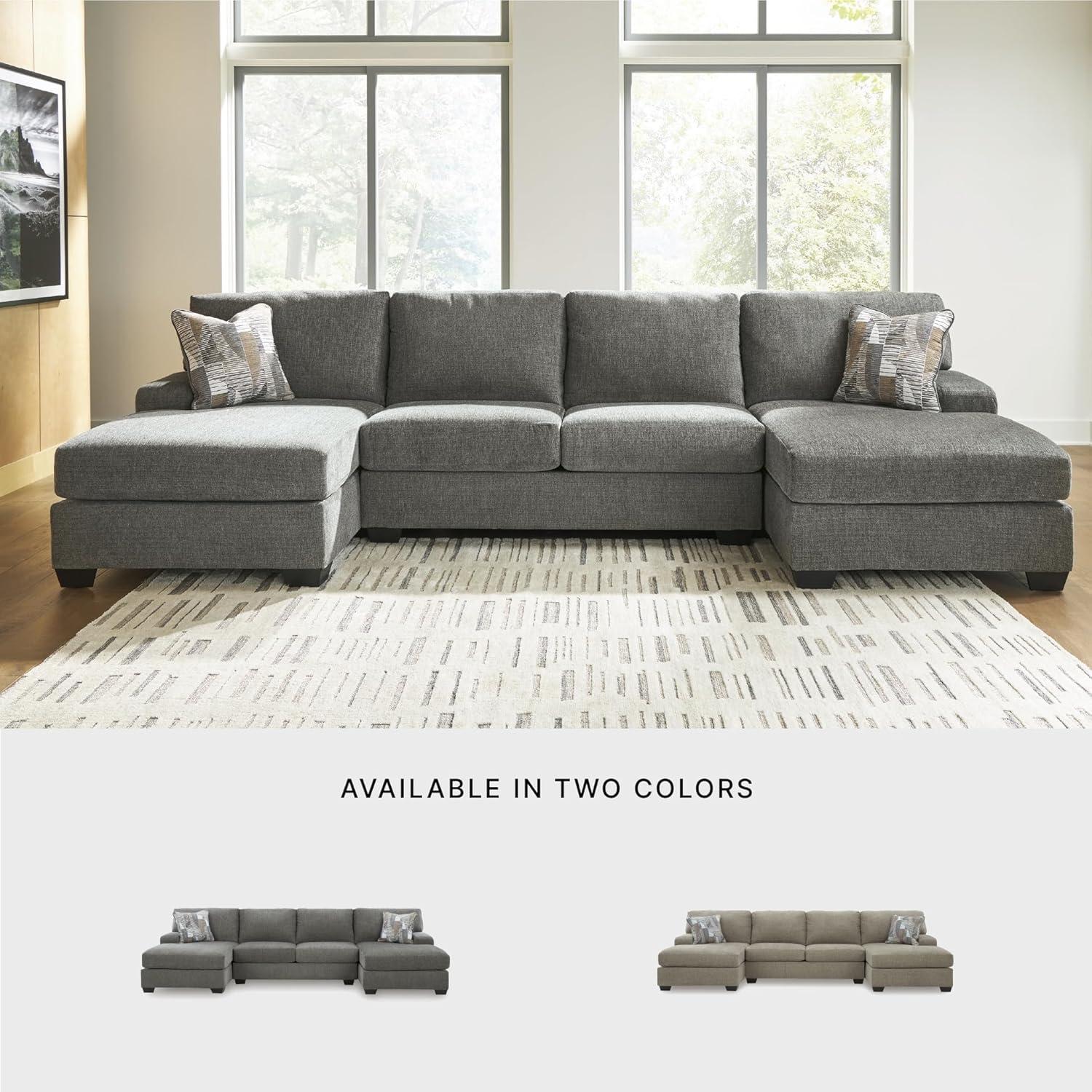imageSignature Design by Ashley Casual Seyler Lane UShape RightArm Facing 3Piece Sleeper Sectional with Chaise and Removable Cushion Gray3Piece Sleeper Sectional with Double Chaise