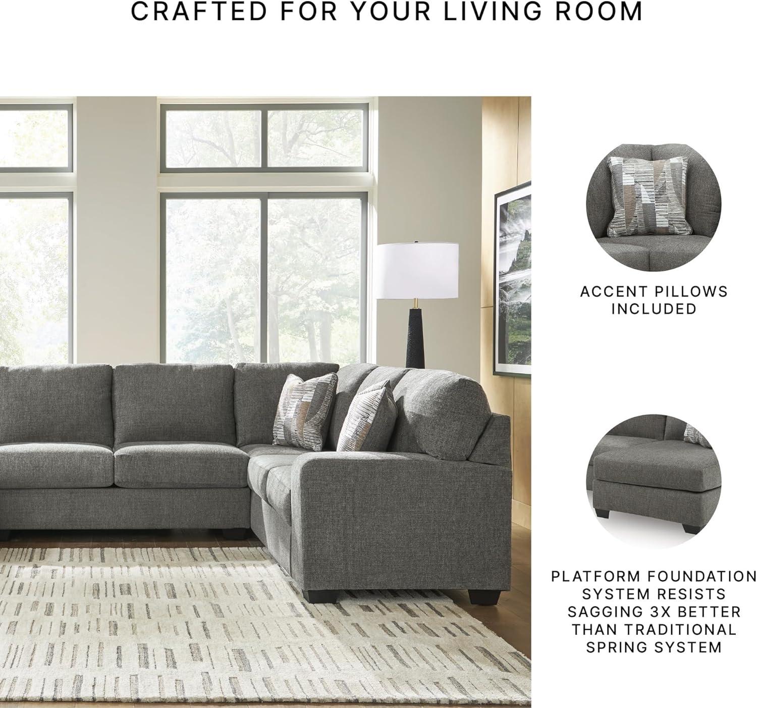 imageSignature Design by Ashley Casual Seyler Lane UShape RightArm Facing 3Piece Sleeper Sectional with Chaise and Removable Cushion Gray3Piece Sleeper Sectional with Chaise