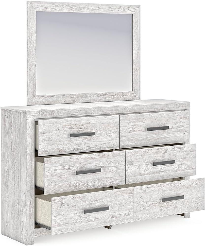 imageSignature Design by Ashley Cayboni Modern 6Drawer Dresser and Mirror with Safety Stop WhitewashModern