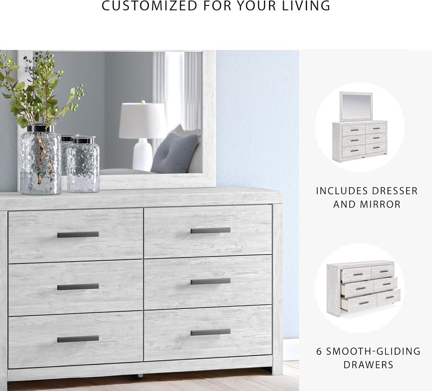 imageSignature Design by Ashley Cayboni Modern 6Drawer Dresser and Mirror with Safety Stop WhitewashModern