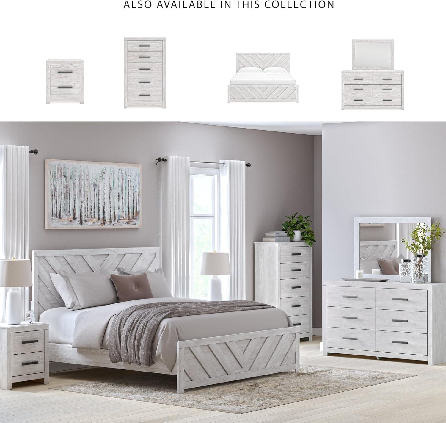 imageSignature Design by Ashley Cayboni Modern 6Drawer Dresser and Mirror with Safety Stop WhitewashModern