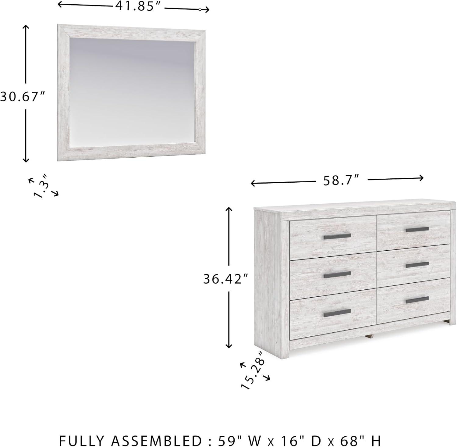 imageSignature Design by Ashley Cayboni Modern 6Drawer Dresser and Mirror with Safety Stop WhitewashModern