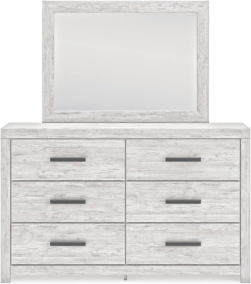imageSignature Design by Ashley Cayboni Modern 6Drawer Dresser and Mirror with Safety Stop WhitewashModern