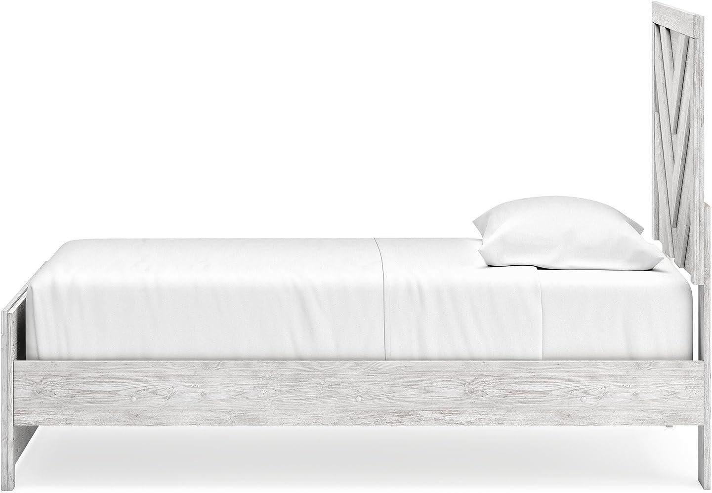 imageSignature Design by Ashley Cayboni Modern 6Drawer Dresser and Mirror with Safety Stop WhitewashTwin Panel Bed