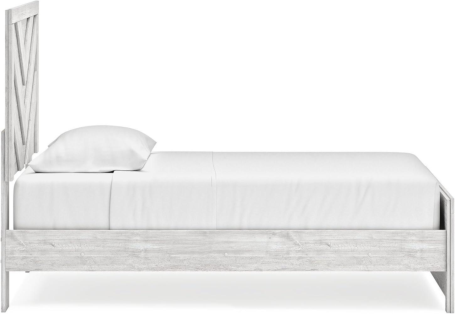 imageSignature Design by Ashley Cayboni Modern 6Drawer Dresser and Mirror with Safety Stop WhitewashTwin Panel Bed