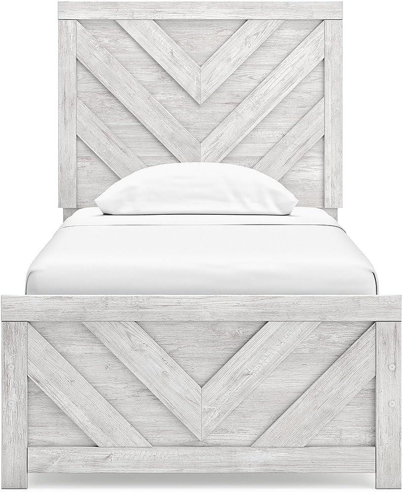 imageSignature Design by Ashley Cayboni Modern 6Drawer Dresser and Mirror with Safety Stop WhitewashTwin Panel Bed