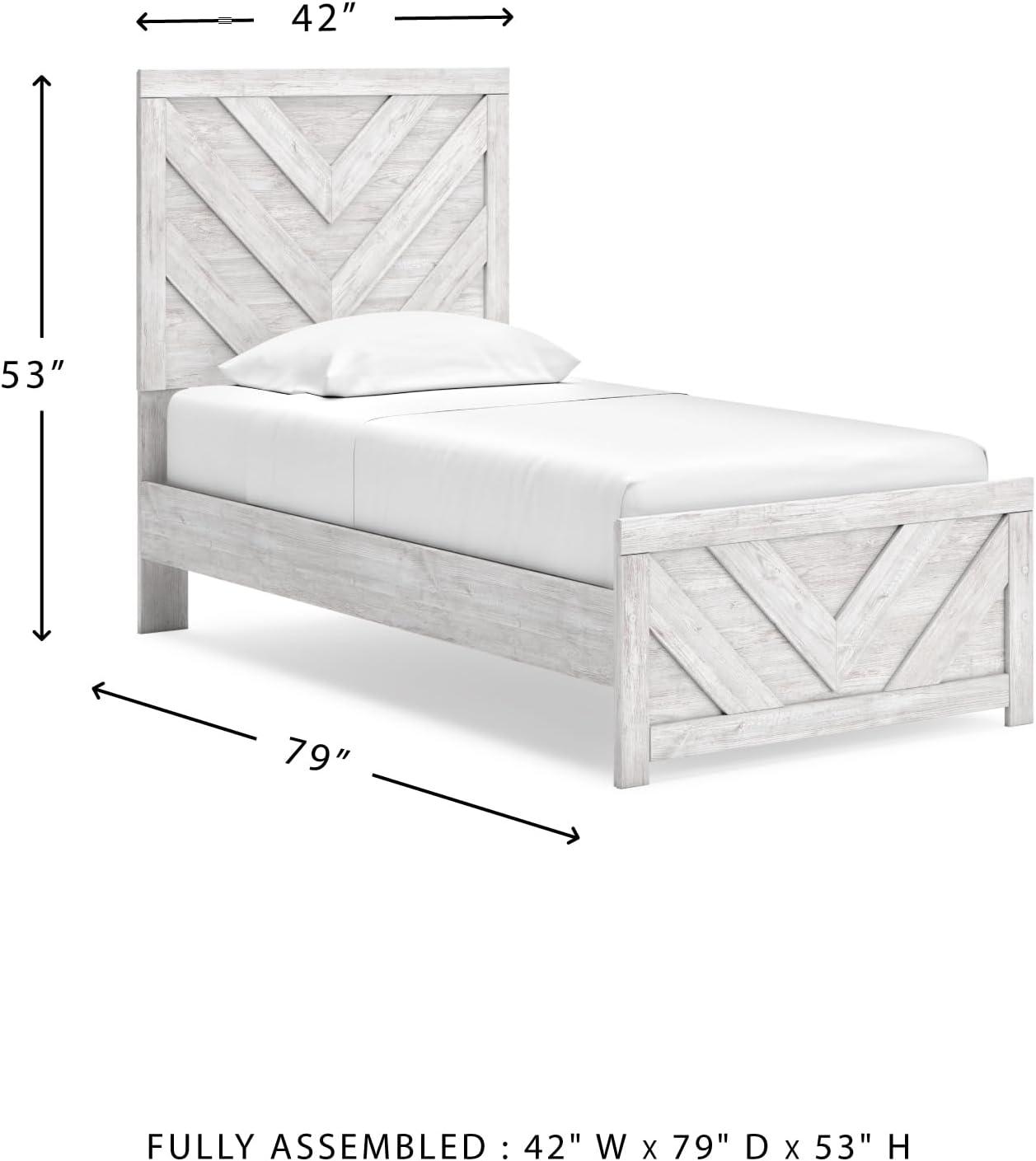 imageSignature Design by Ashley Cayboni Modern 6Drawer Dresser and Mirror with Safety Stop WhitewashTwin Panel Bed