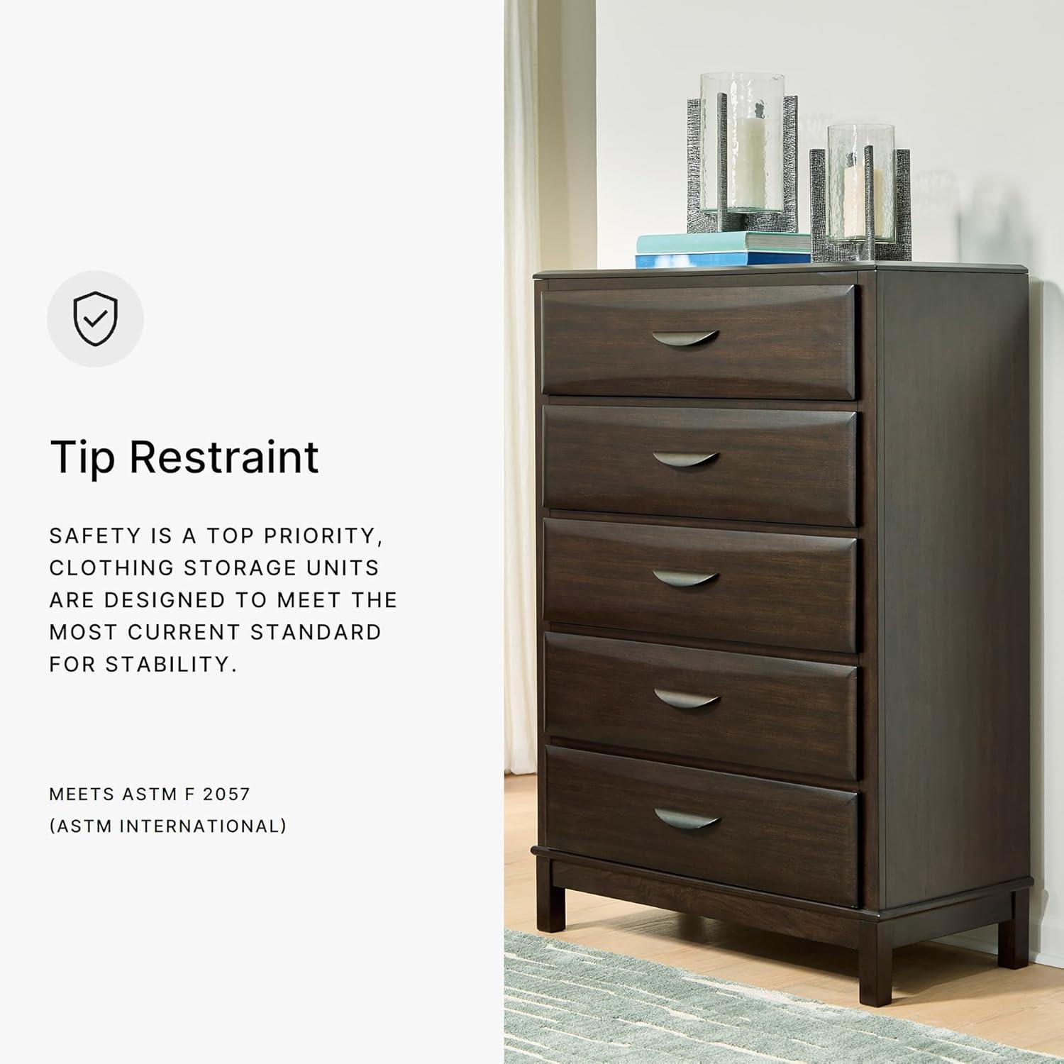 imageSignature Design by Ashley Darcalli Retro 6 Drawer Dresser with Easy Glide and Safety Stop BrownDark Brown