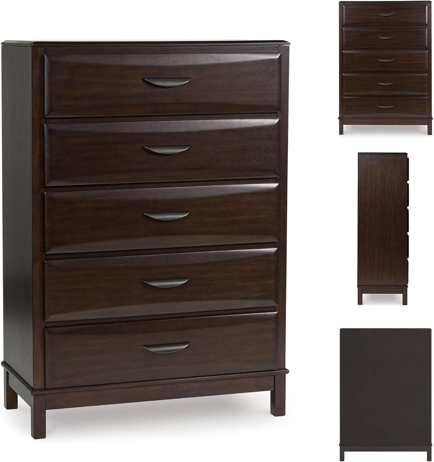 imageSignature Design by Ashley Darcalli Retro 6 Drawer Dresser with Easy Glide and Safety Stop BrownDark Brown