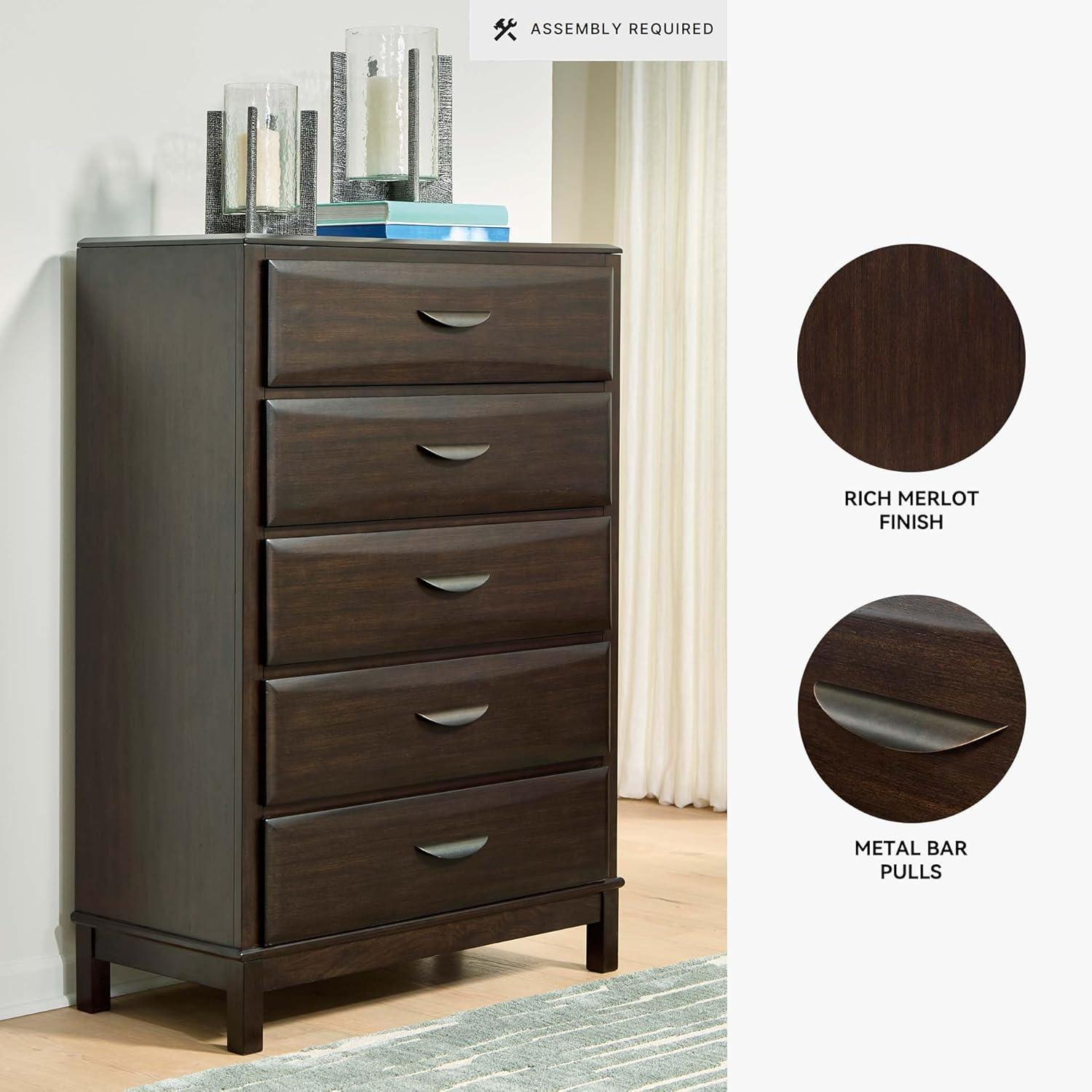 imageSignature Design by Ashley Darcalli Retro 6 Drawer Dresser with Easy Glide and Safety Stop BrownDark Brown