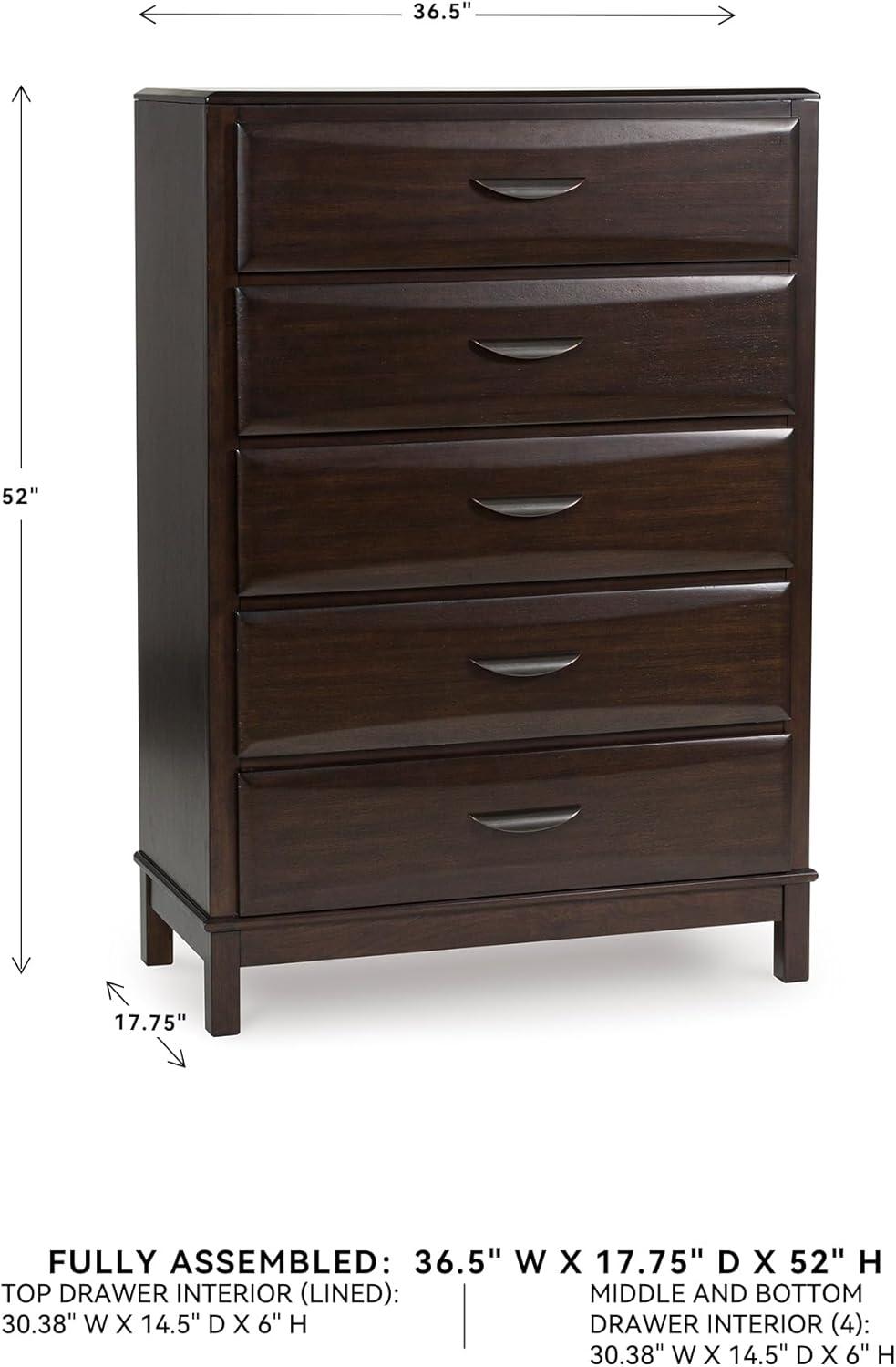 imageSignature Design by Ashley Darcalli Retro 6 Drawer Dresser with Easy Glide and Safety Stop BrownDark Brown