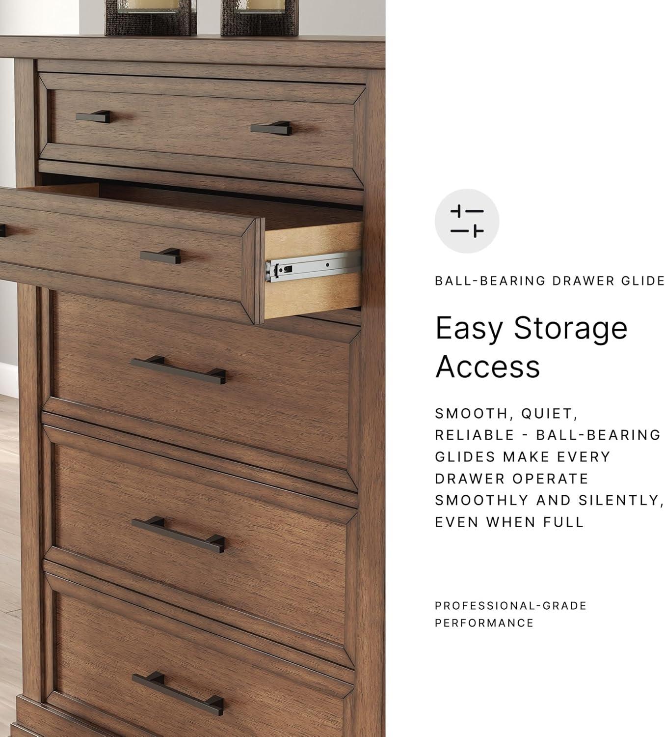imageSignature Design by Ashley Darcalli Retro 6 Drawer Dresser with Easy Glide and Safety Stop BrownMedium Brown