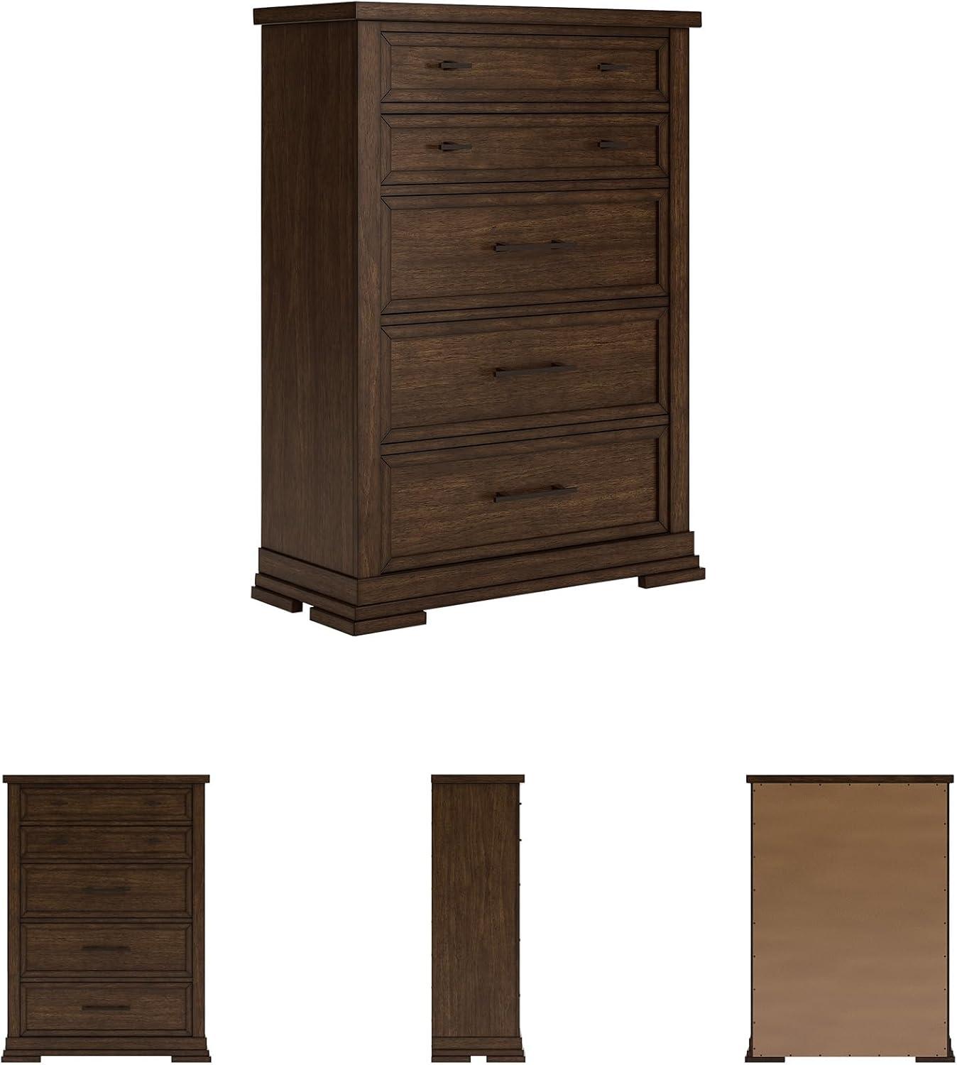 imageSignature Design by Ashley Darcalli Retro 6 Drawer Dresser with Easy Glide and Safety Stop BrownMedium Brown