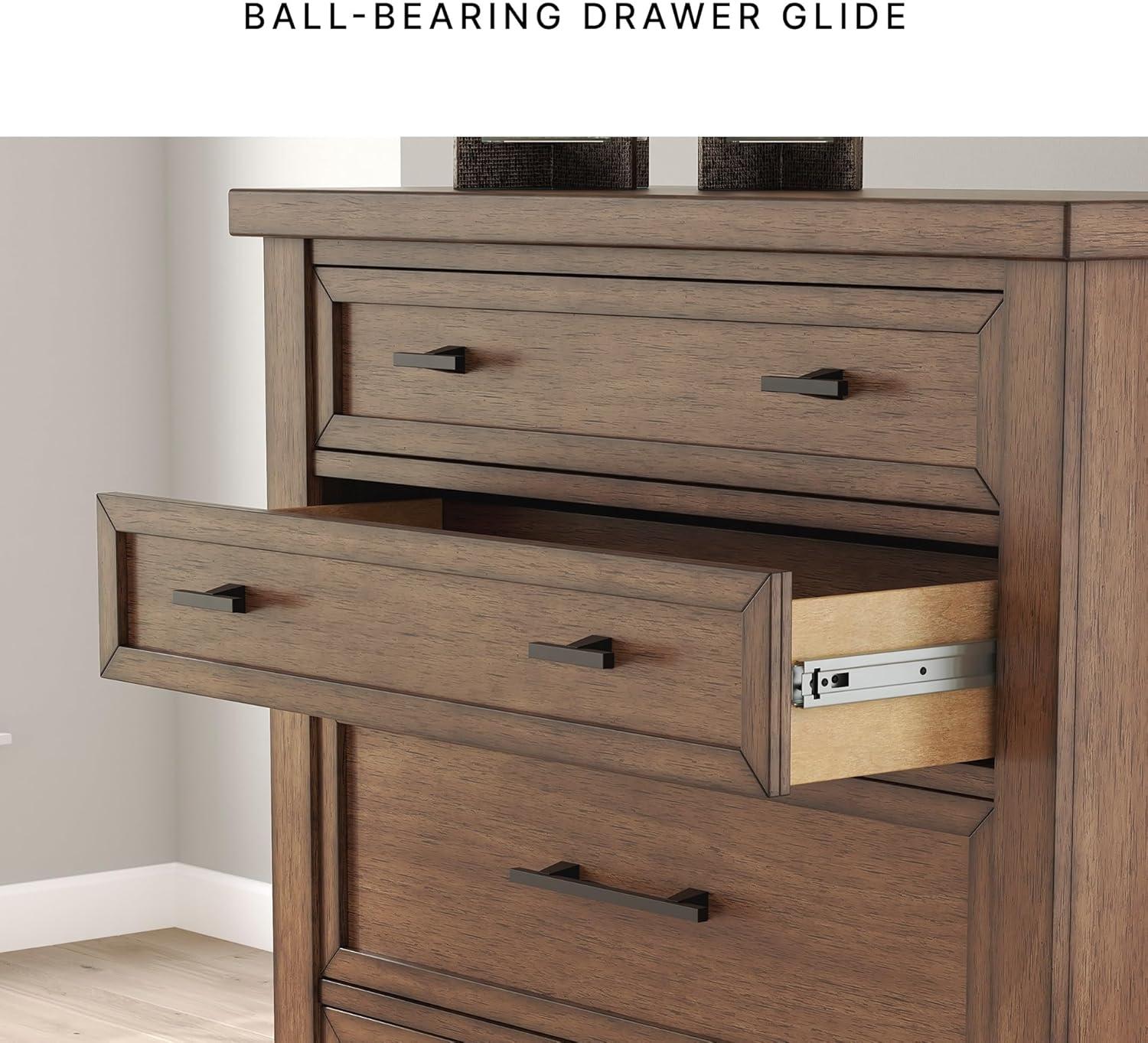 imageSignature Design by Ashley Darcalli Retro 6 Drawer Dresser with Easy Glide and Safety Stop BrownMedium Brown