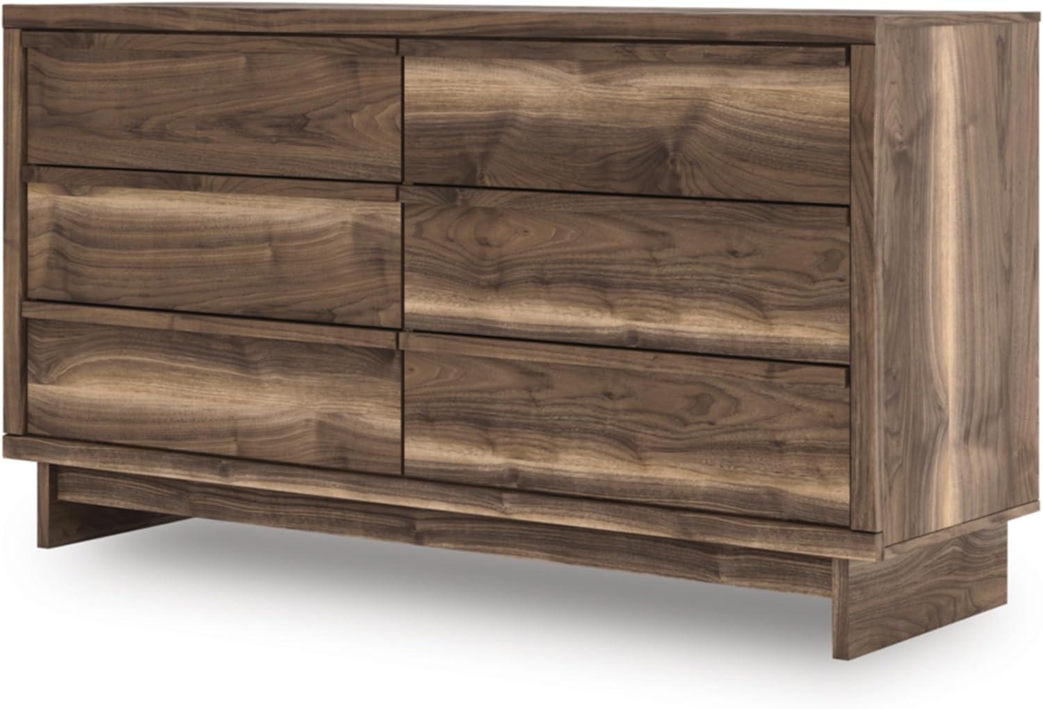 imageSignature Design by Ashley Darcalli Retro 6 Drawer Dresser with Easy Glide and Safety Stop BrownRustic Brown