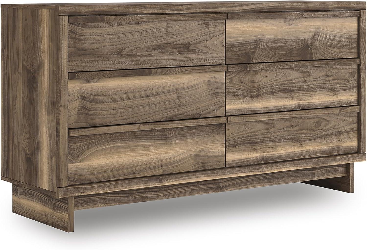 imageSignature Design by Ashley Darcalli Retro 6 Drawer Dresser with Easy Glide and Safety Stop BrownRustic Brown