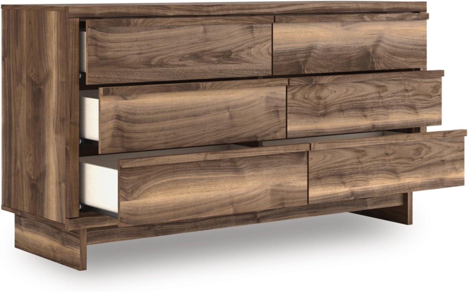 imageSignature Design by Ashley Darcalli Retro 6 Drawer Dresser with Easy Glide and Safety Stop BrownRustic Brown