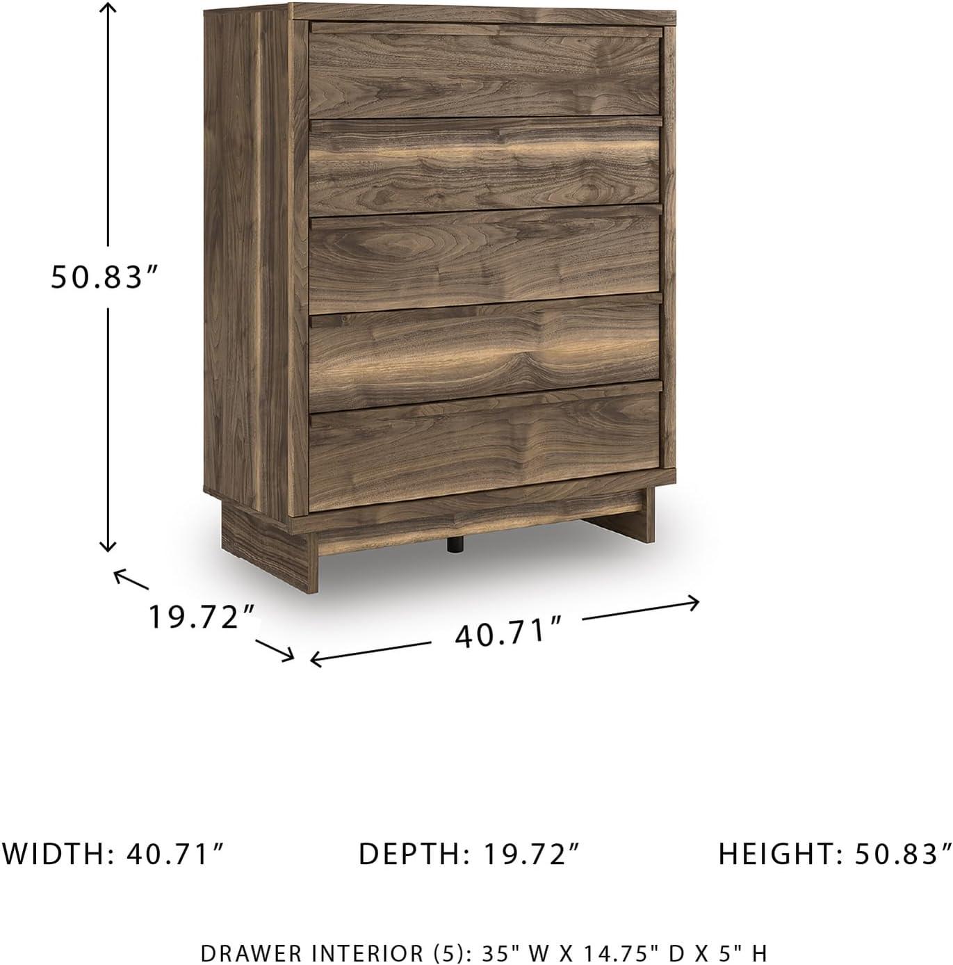 imageSignature Design by Ashley Darcalli Retro 6 Drawer Dresser with Easy Glide and Safety Stop BrownRustic Brown