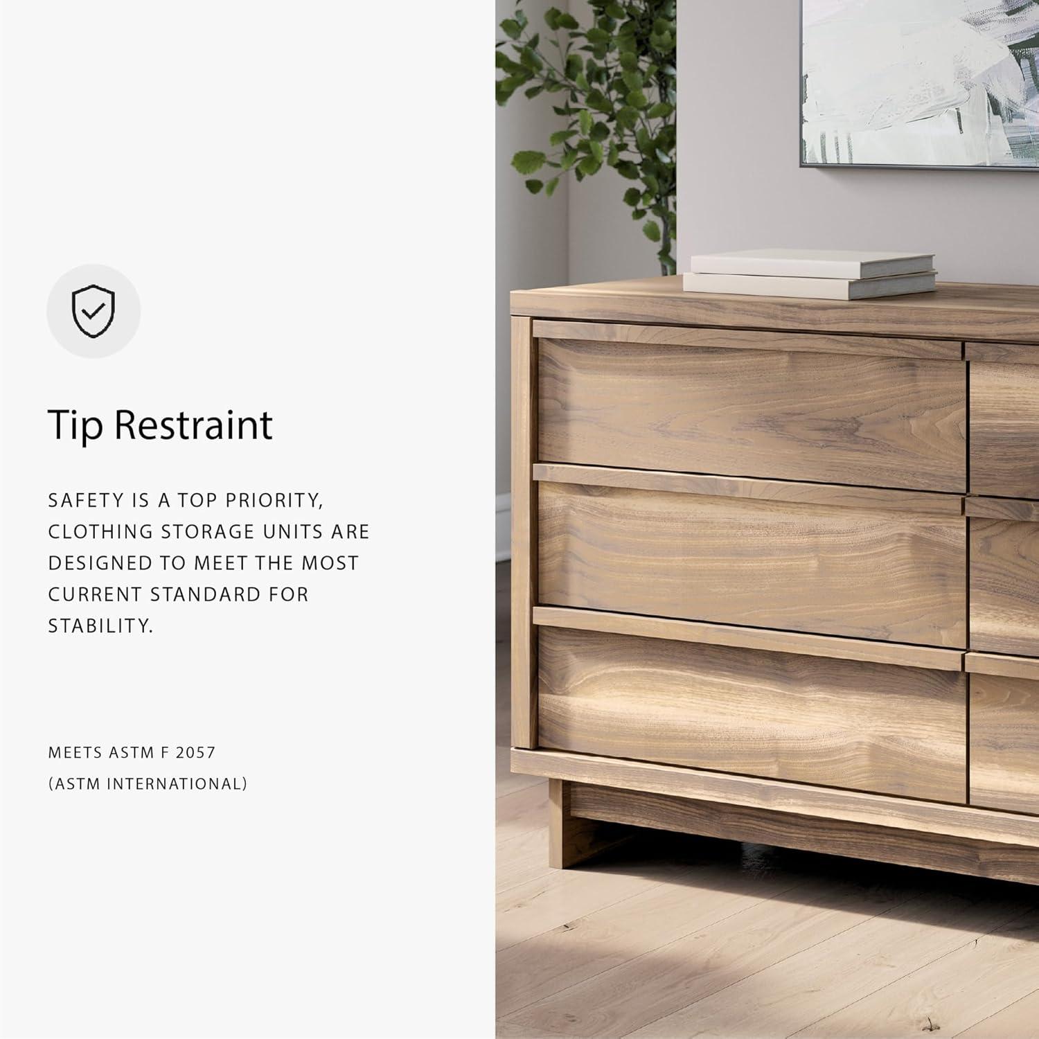 imageSignature Design by Ashley Darcalli Retro 6 Drawer Dresser with Easy Glide and Safety Stop BrownRustic Brown