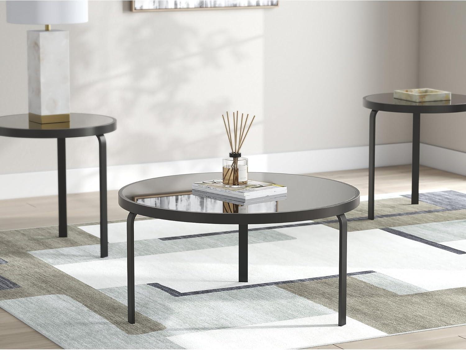 imageSignature Design by Ashley Dorylin Contemporary Table Set with Tempered Glass Top Set of 3 Black