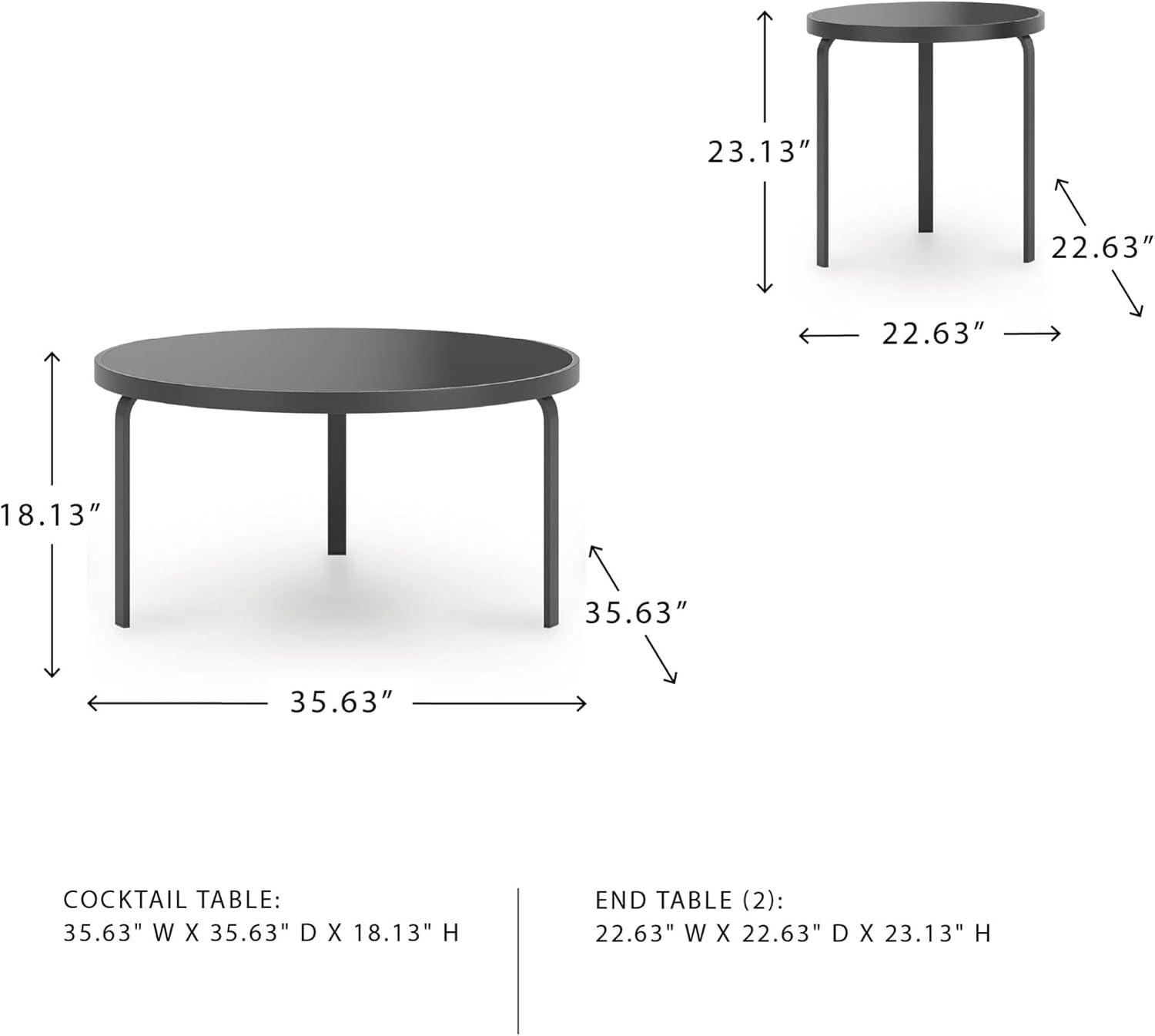 imageSignature Design by Ashley Dorylin Contemporary Table Set with Tempered Glass Top Set of 3 Black