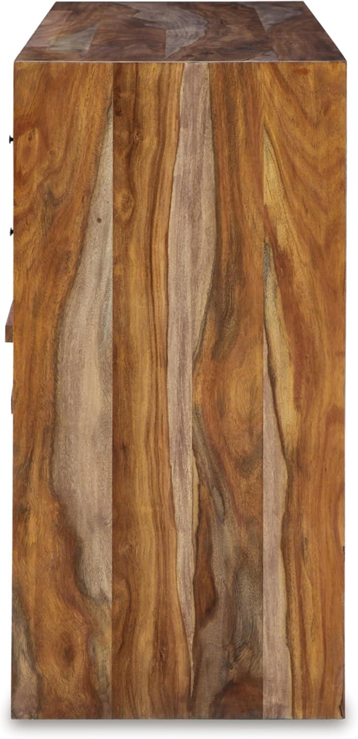 imageSignature Design by Ashley Dressonni Farmhouse 6Drawer Dresser with Beveled Edge and Felt Lining Light BrownBrown
