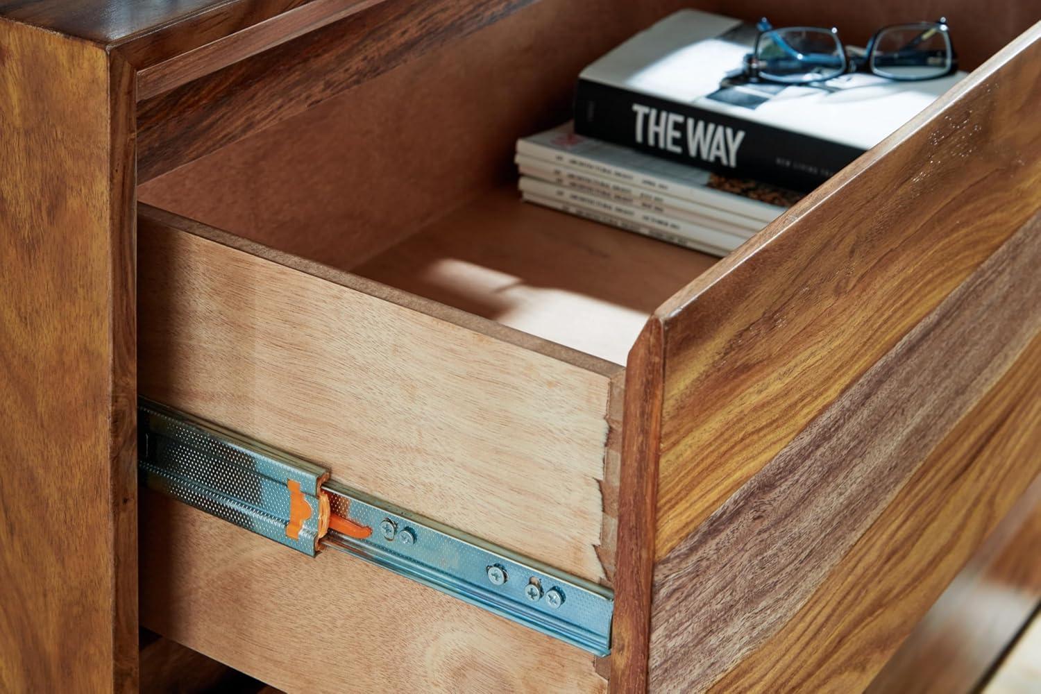 imageSignature Design by Ashley Dressonni Farmhouse 6Drawer Dresser with Beveled Edge and Felt Lining Light BrownBrown