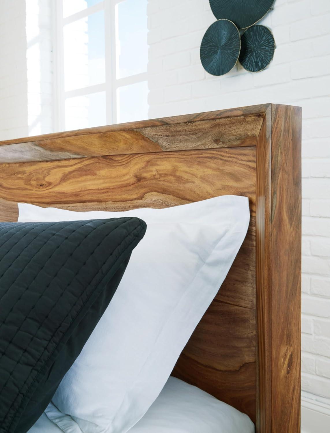 imageSignature Design by Ashley Dressonni Rustic 6Drawer Dresser and Mirror with VelvetLined Top Drawers and Safety Stop Dark Brown amp Light BrownCalifornia King Panel Bed