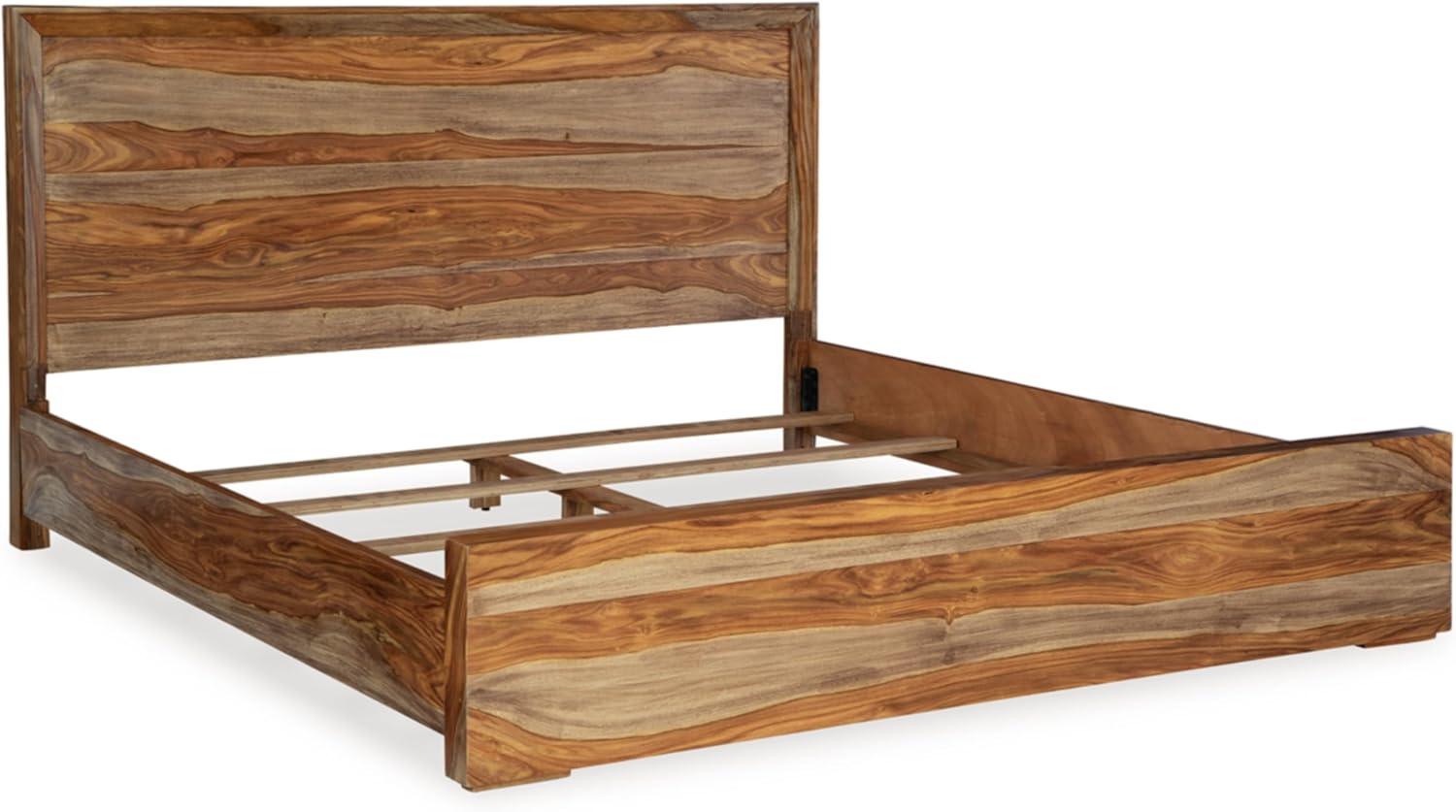imageSignature Design by Ashley Dressonni Rustic 6Drawer Dresser and Mirror with VelvetLined Top Drawers and Safety Stop Dark Brown amp Light BrownCalifornia King Panel Bed