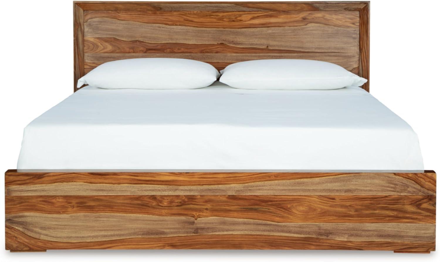 imageSignature Design by Ashley Dressonni Rustic 6Drawer Dresser and Mirror with VelvetLined Top Drawers and Safety Stop Dark Brown amp Light BrownCalifornia King Panel Bed