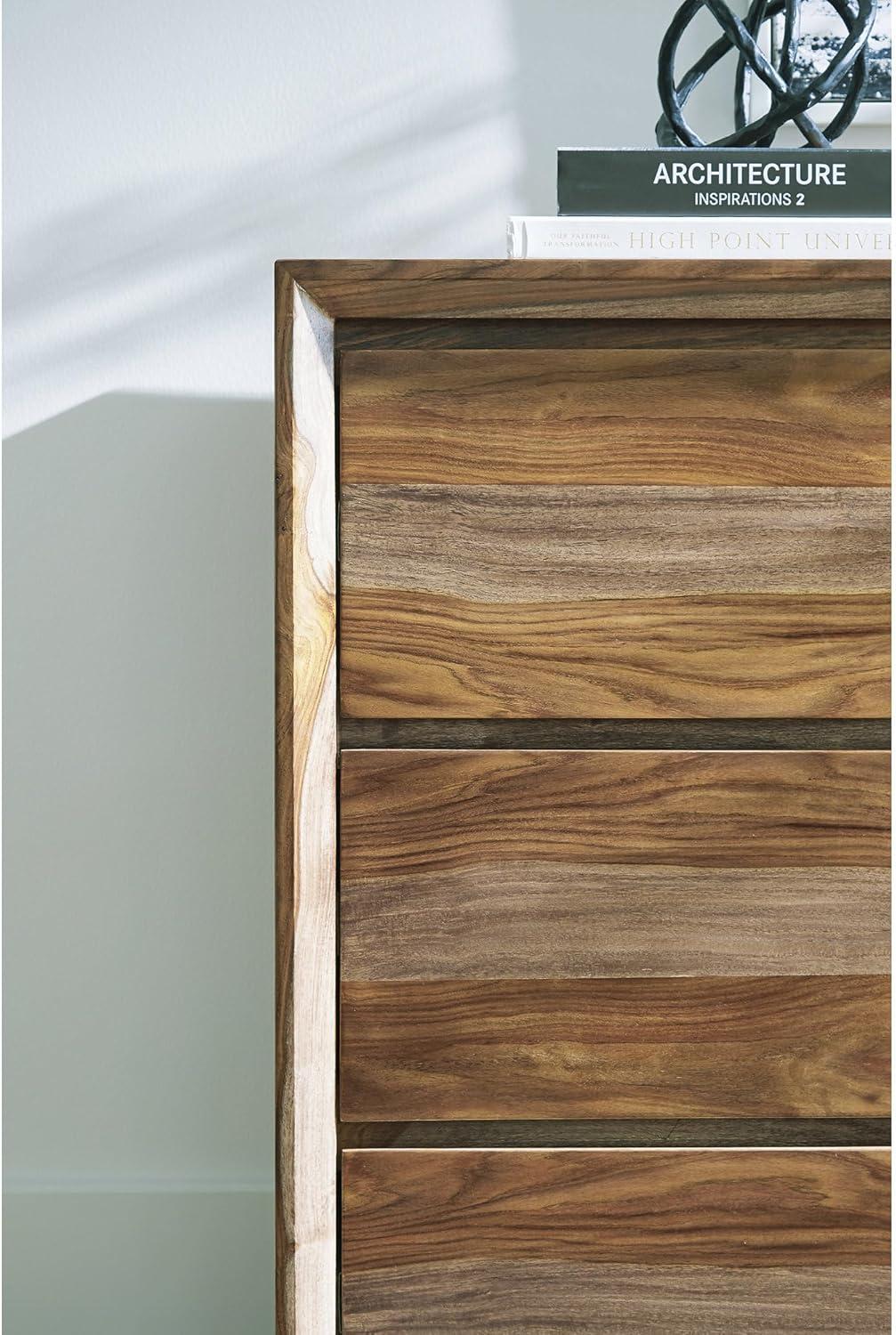 imageSignature Design by Ashley Dressonni Rustic 6Drawer Dresser and Mirror with VelvetLined Top Drawers and Safety Stop Dark Brown amp Light BrownDresser and Mirror