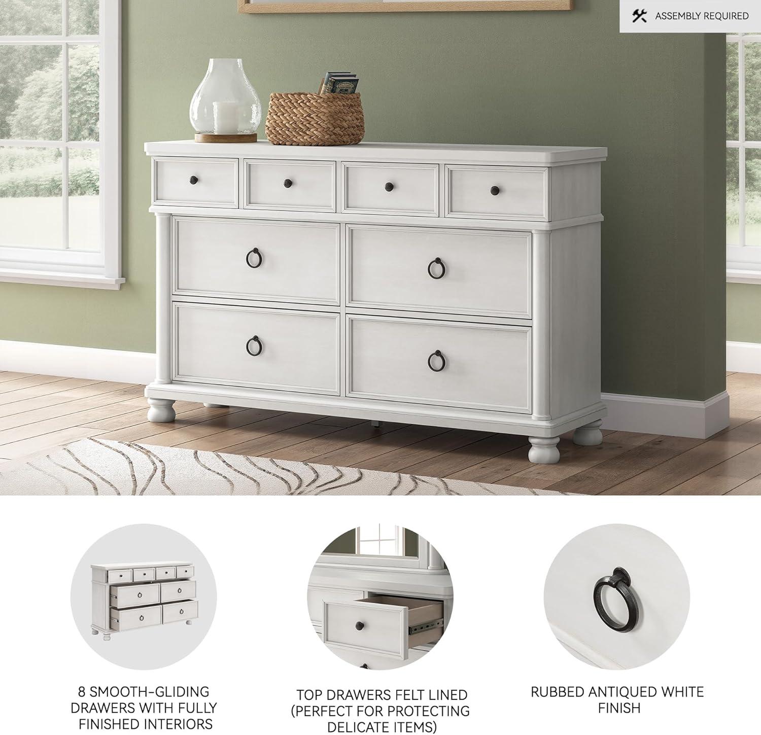 imageSignature Design by Ashley Greddinton Traditional 8Drawer Dresser with Wood Finish WhiteWhite