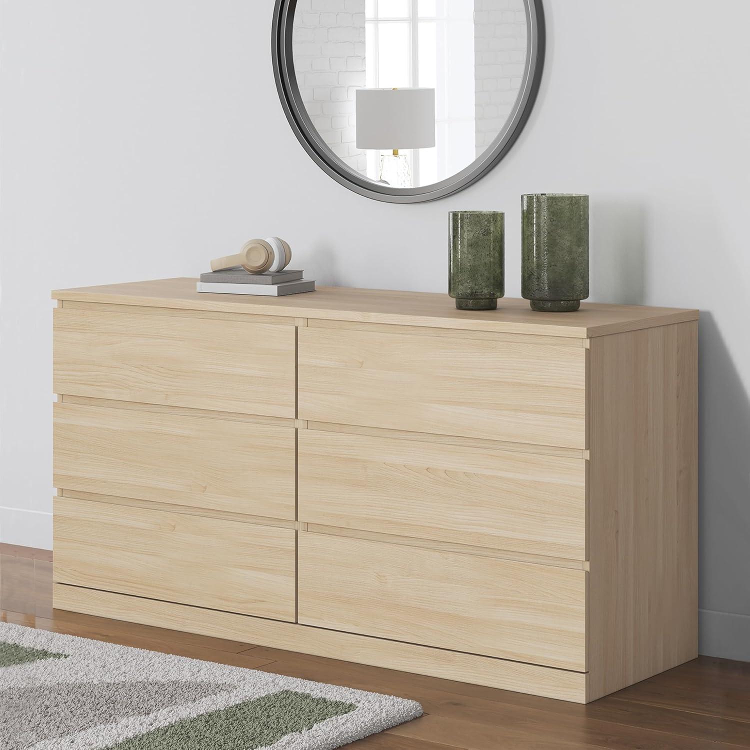imageSignature Design by Ashley Onita Contemporary 6Drawer Dresser with Ash Finish Light BrownLight Brown