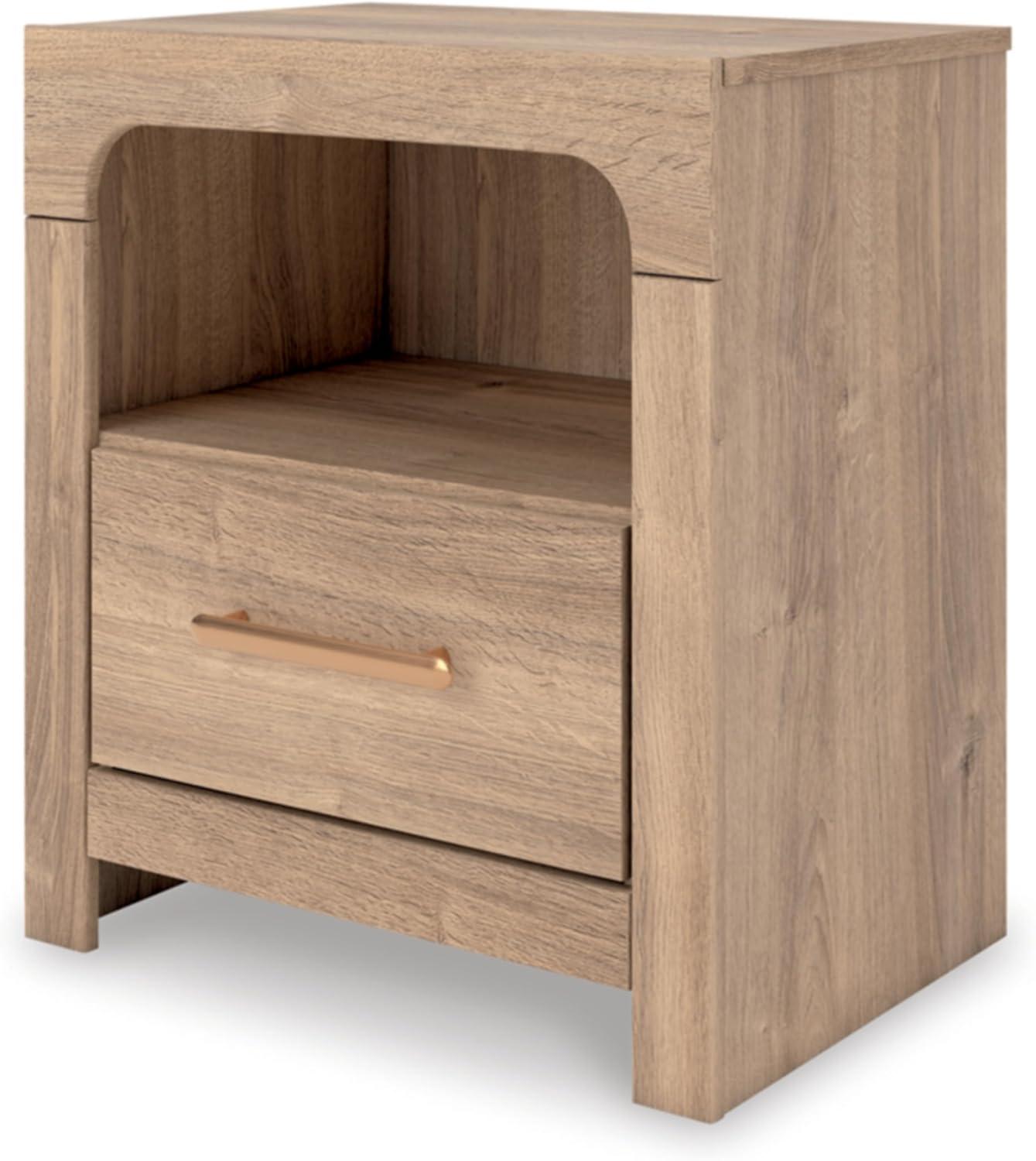 imageSignature Design by Ashley Prandefort Modern 5Drawer Chest with Safety Stop Light BrownNightstand