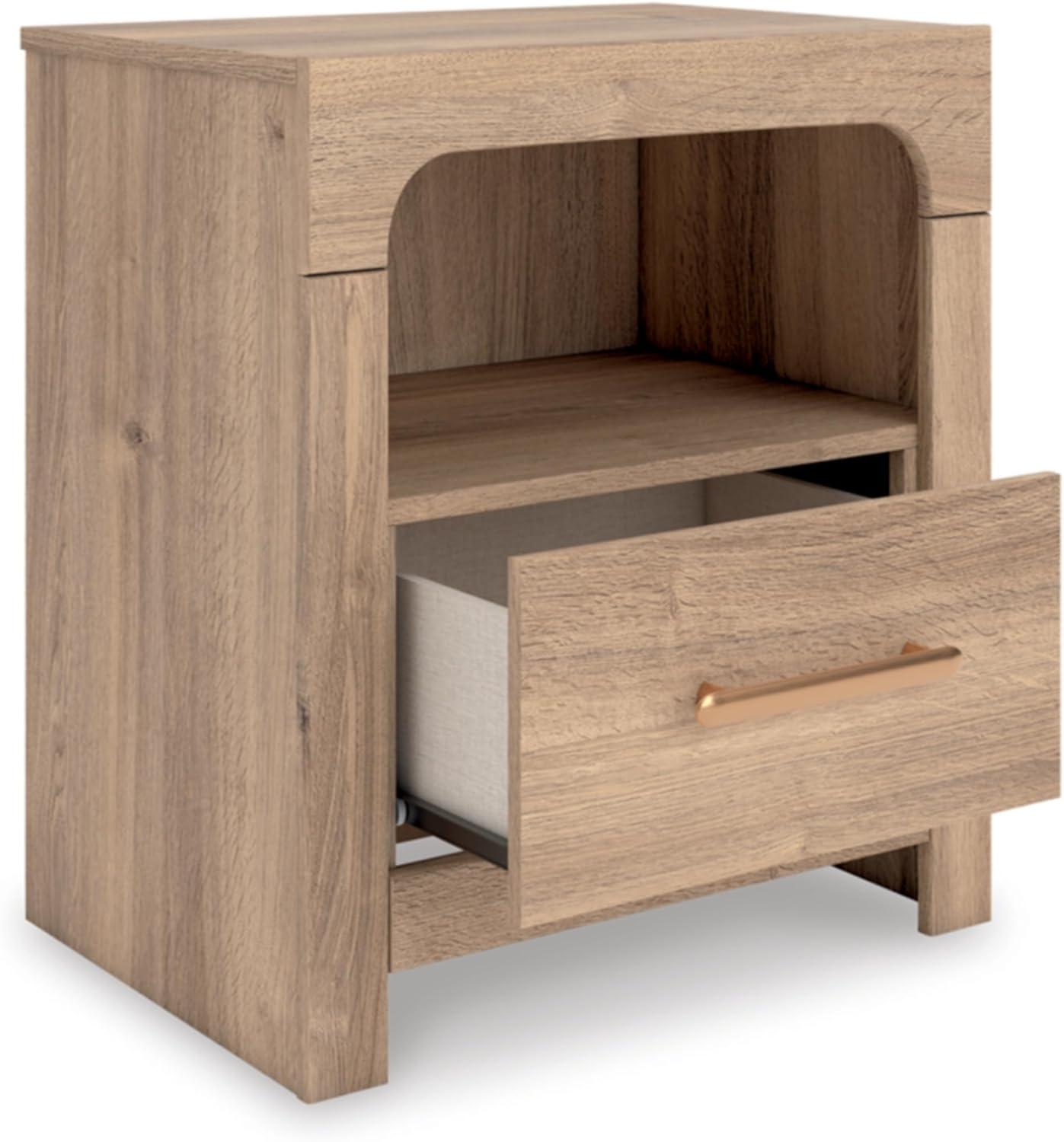 imageSignature Design by Ashley Prandefort Modern 5Drawer Chest with Safety Stop Light BrownNightstand