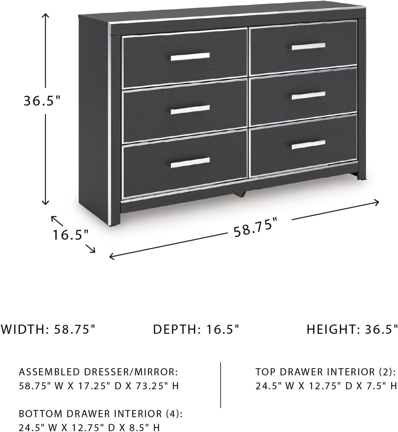 imageSignature Design by Ashley Ravalori Contemporary 6Drawer Dresser with Wood Finish WhiteBlack