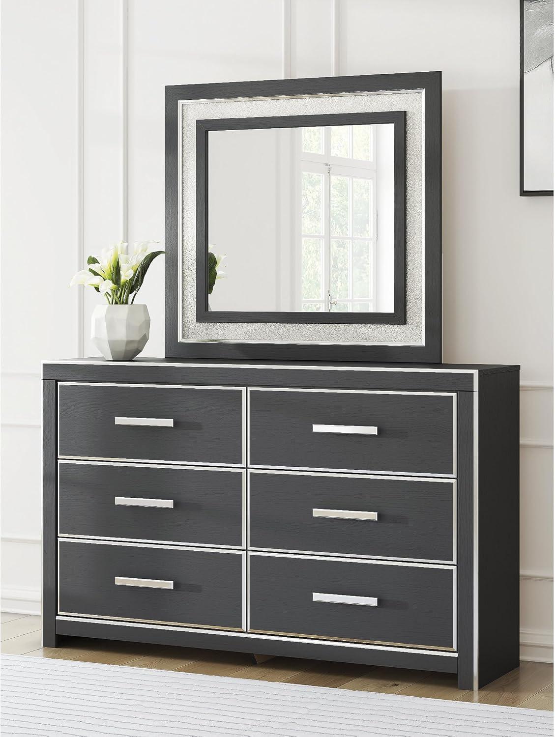 imageSignature Design by Ashley Ravalori Contemporary 6Drawer Dresser with Wood Finish WhiteBlack