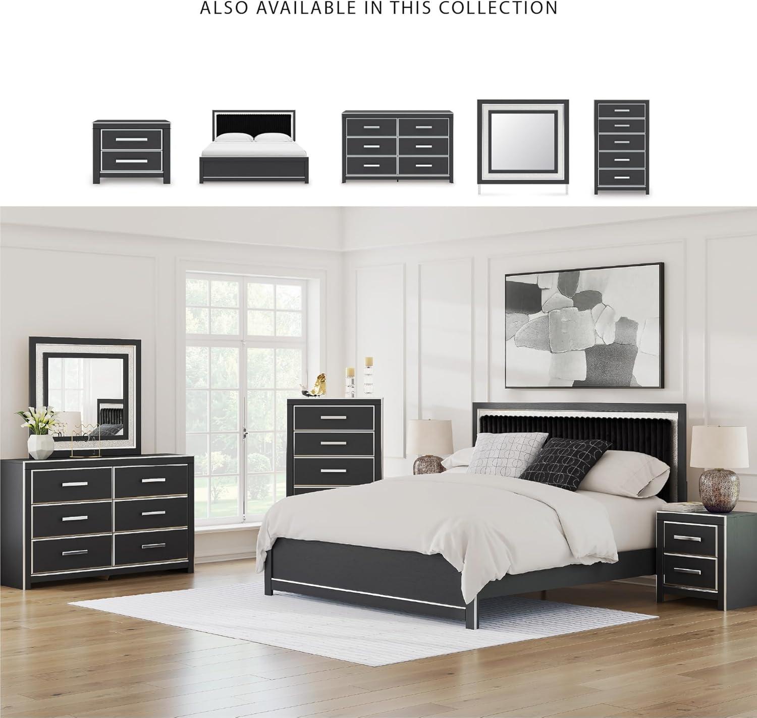 imageSignature Design by Ashley Ravalori Contemporary 6Drawer Dresser with Wood Finish WhiteBlack