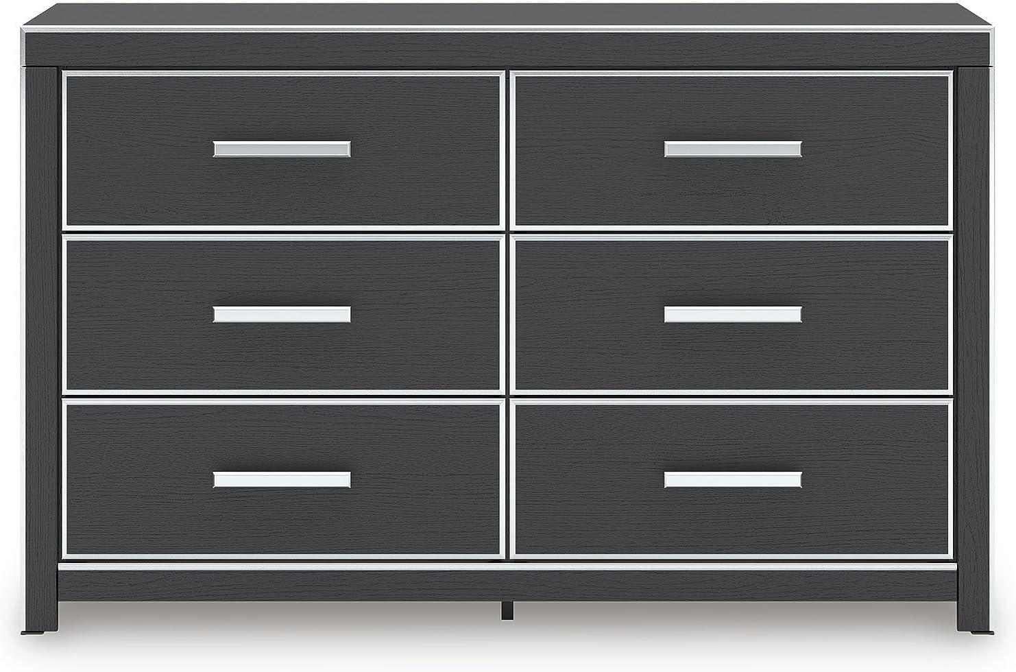 imageSignature Design by Ashley Ravalori Contemporary 6Drawer Dresser with Wood Finish WhiteBlack